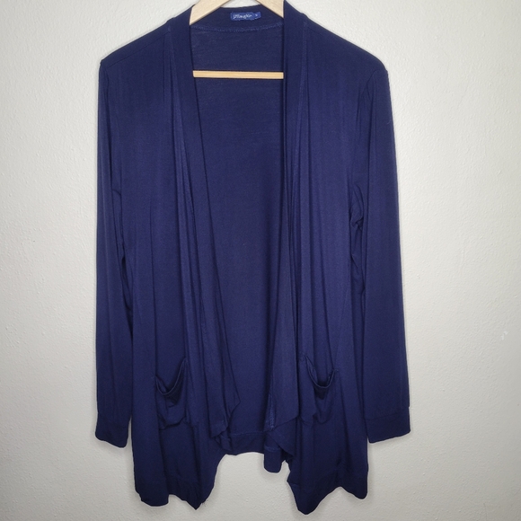J. McLaughlin Sweaters - J. McLaughlin Blue Modal Spandex Long Drapey Cardigan, Size M